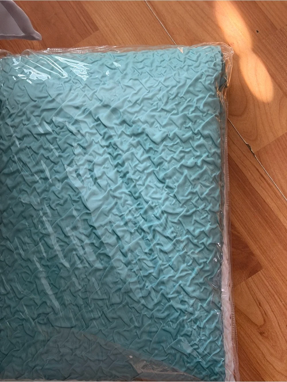 Textured Aqua Shower Curtain Sham - Soft Ruched Design